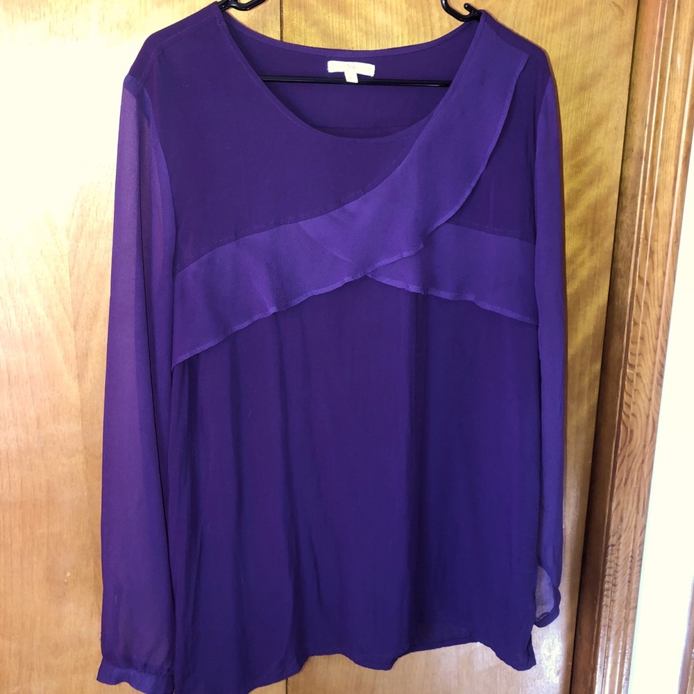 Gap Long Sleeved Ruffle Purple Top XL y2k